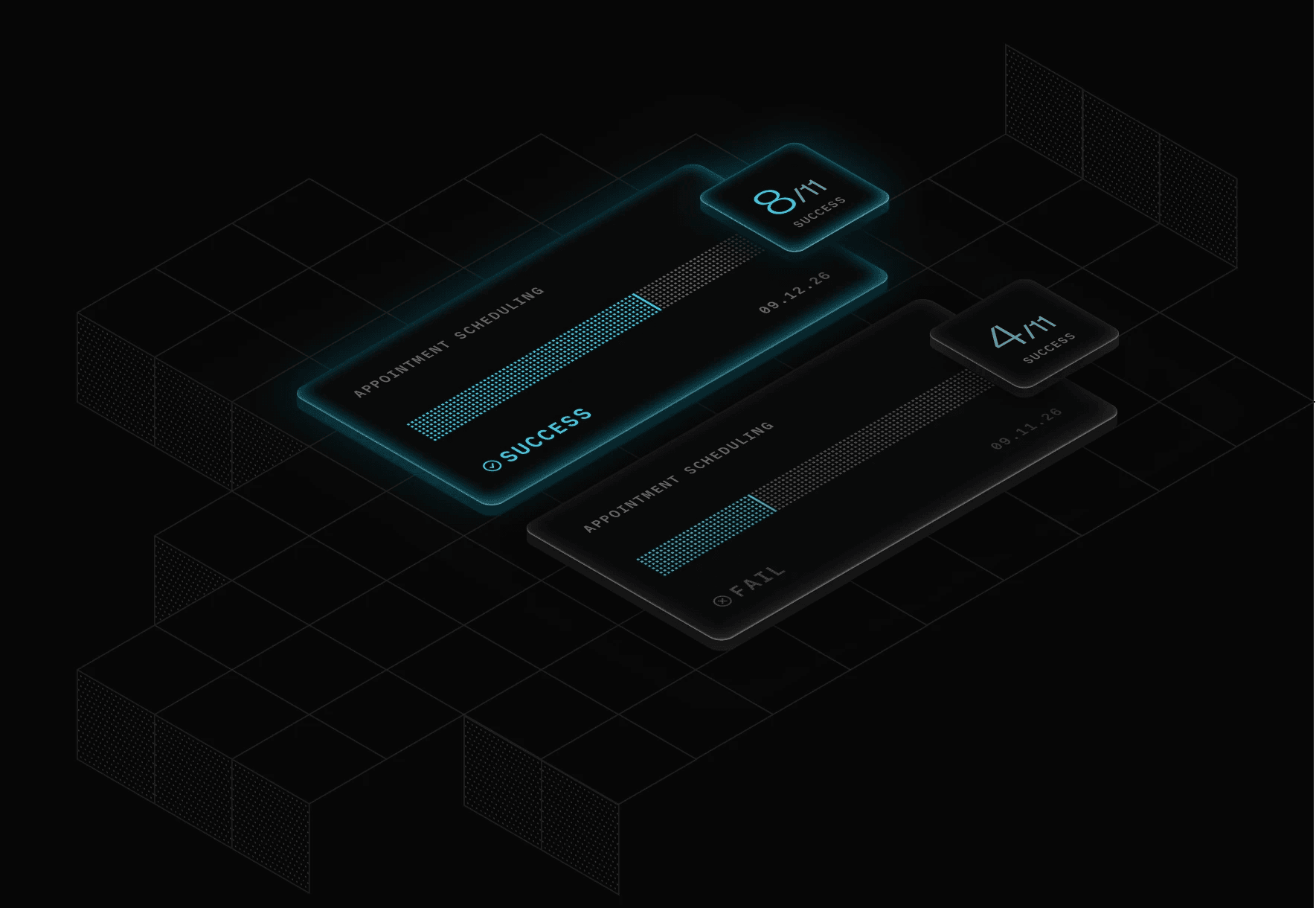Illustration of isometric grid with Agent Simulations elements