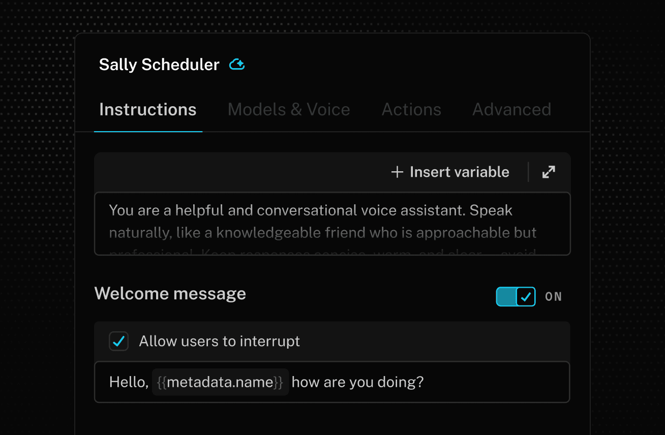 Instructions tab in Agent Builder