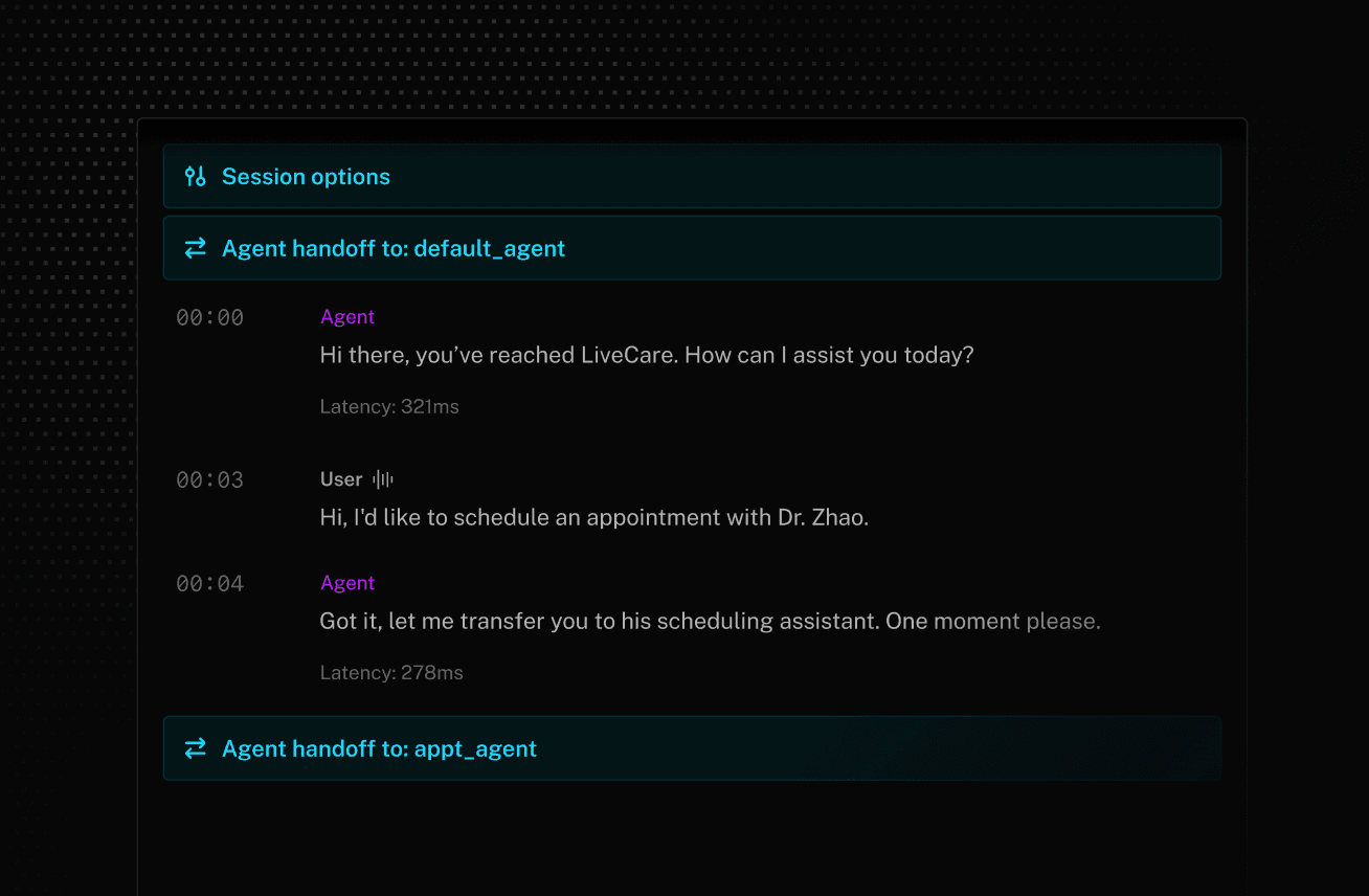Build production-ready phone agents with native support for DTMF, warm and cold transfers, region pinning, secure trunking, and noise cancellation.