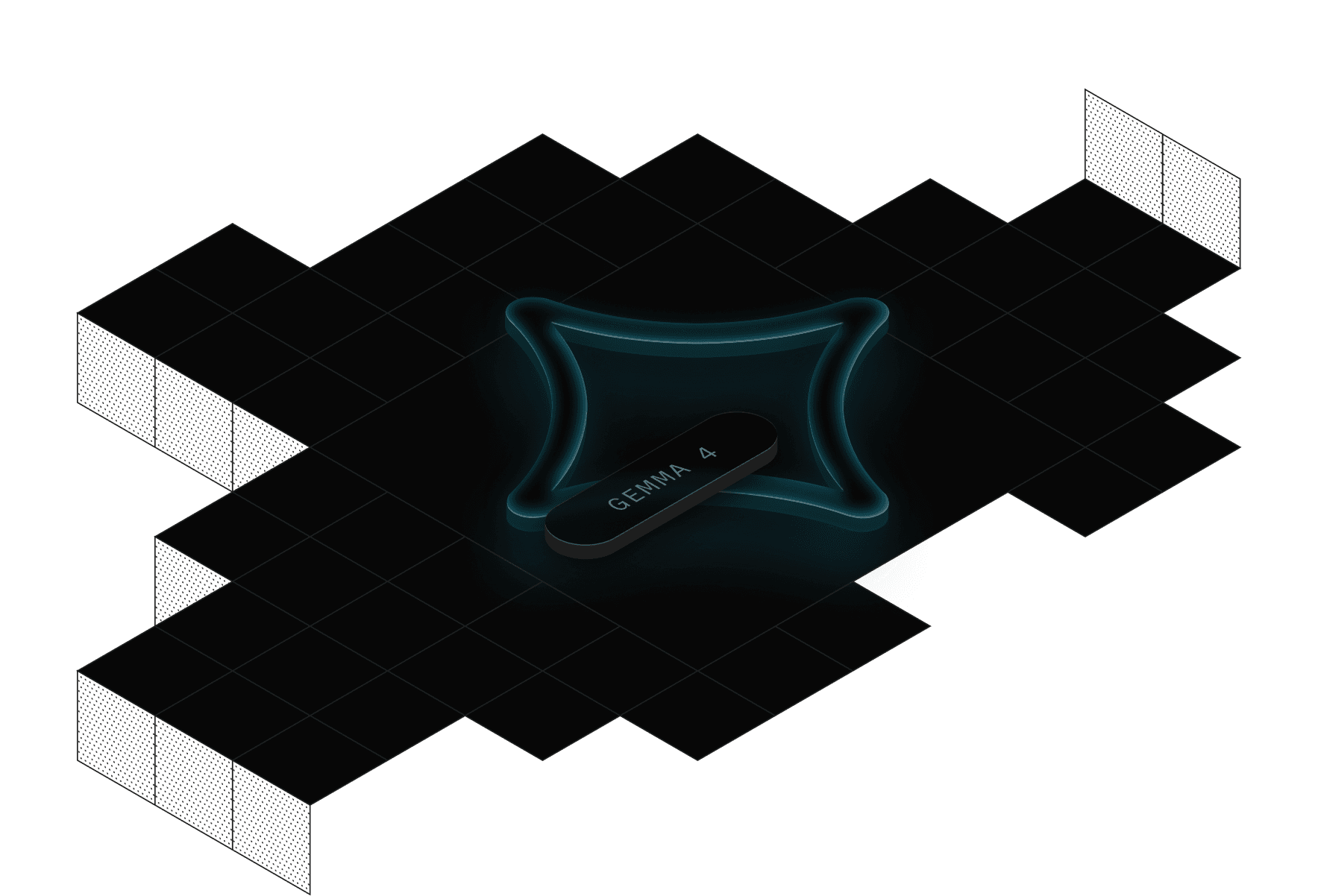 Illustration of isometric grid with Gemma 4 31B on LiveKit Inference elements