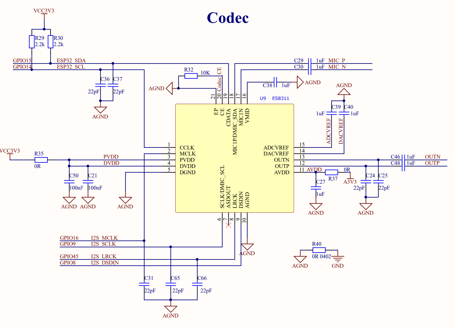 ES8311 Codec Schematic